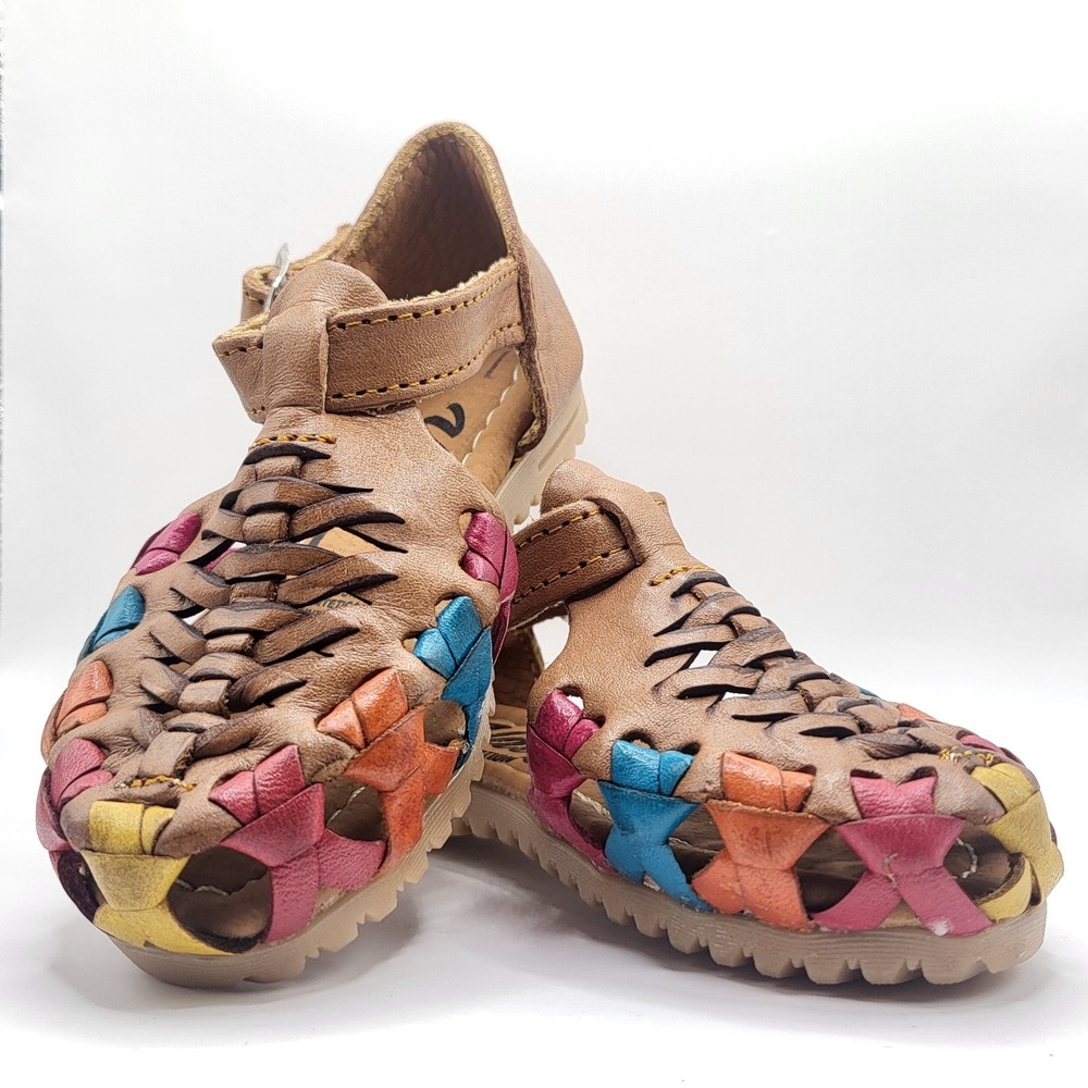 Girls Woven Huarache Style Sandals Toddler Size 4 Brown Multicolor Casual Summer